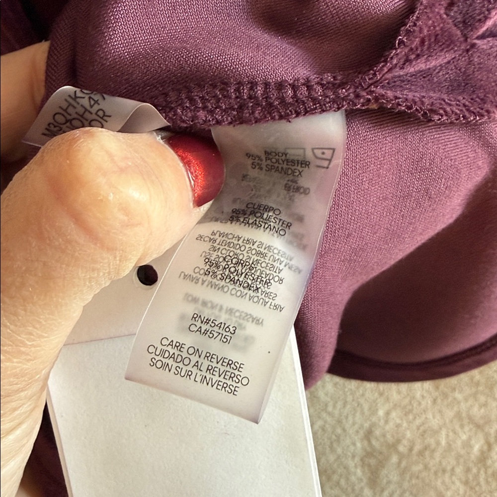 Calvin Klein button down down velvet top short long sleeve purple eggplant - Picture 7 of 8